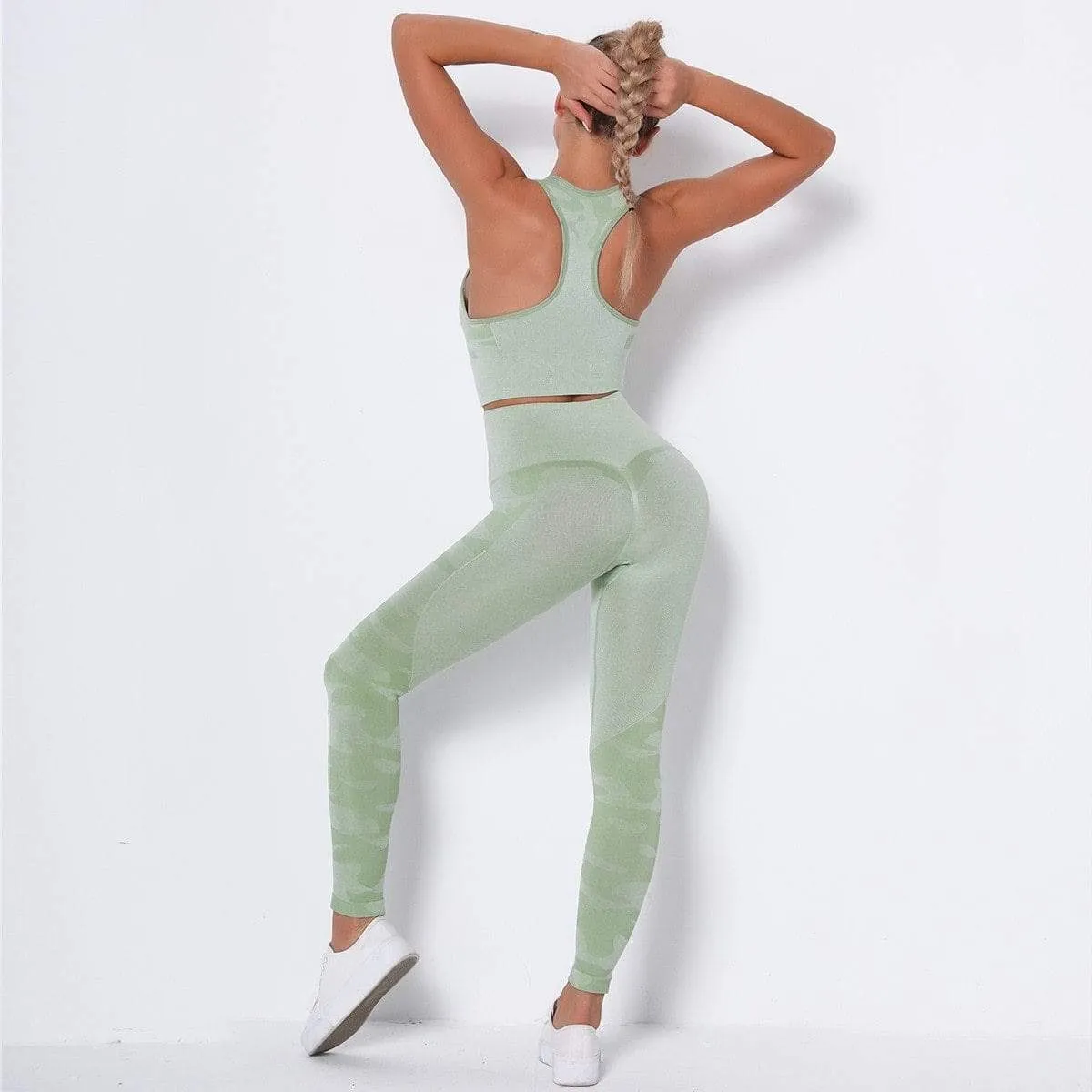 Camo Seamless Fitness Leggings & Top Set