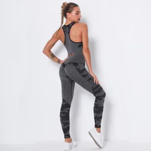 Camo Seamless Fitness Leggings & Top Set