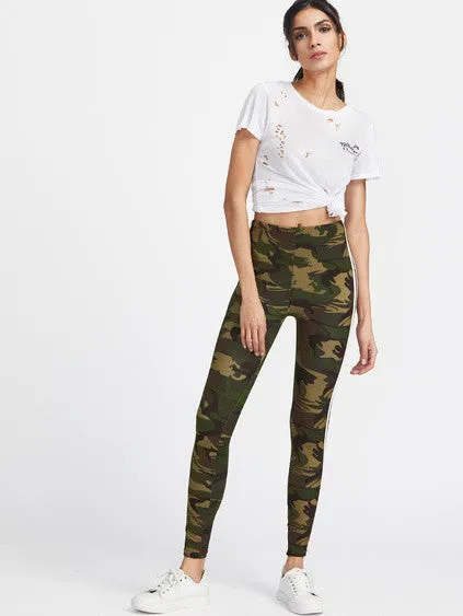 Camo stripe detail legging