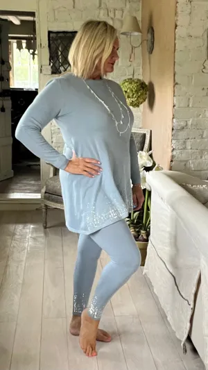 Capri 3 piece lounge set Versace inspired in powder blue