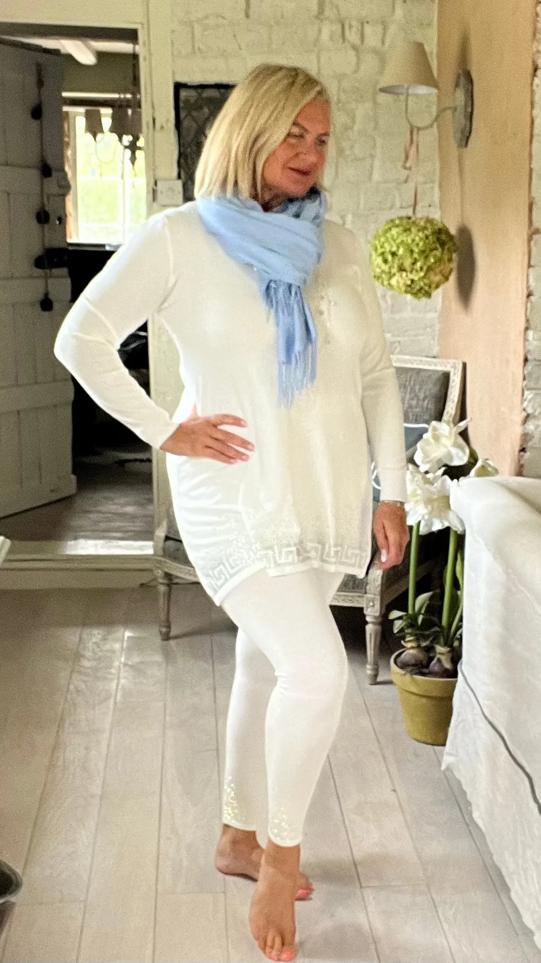 Capri 3 piece lounge set Versace inspired in powder blue