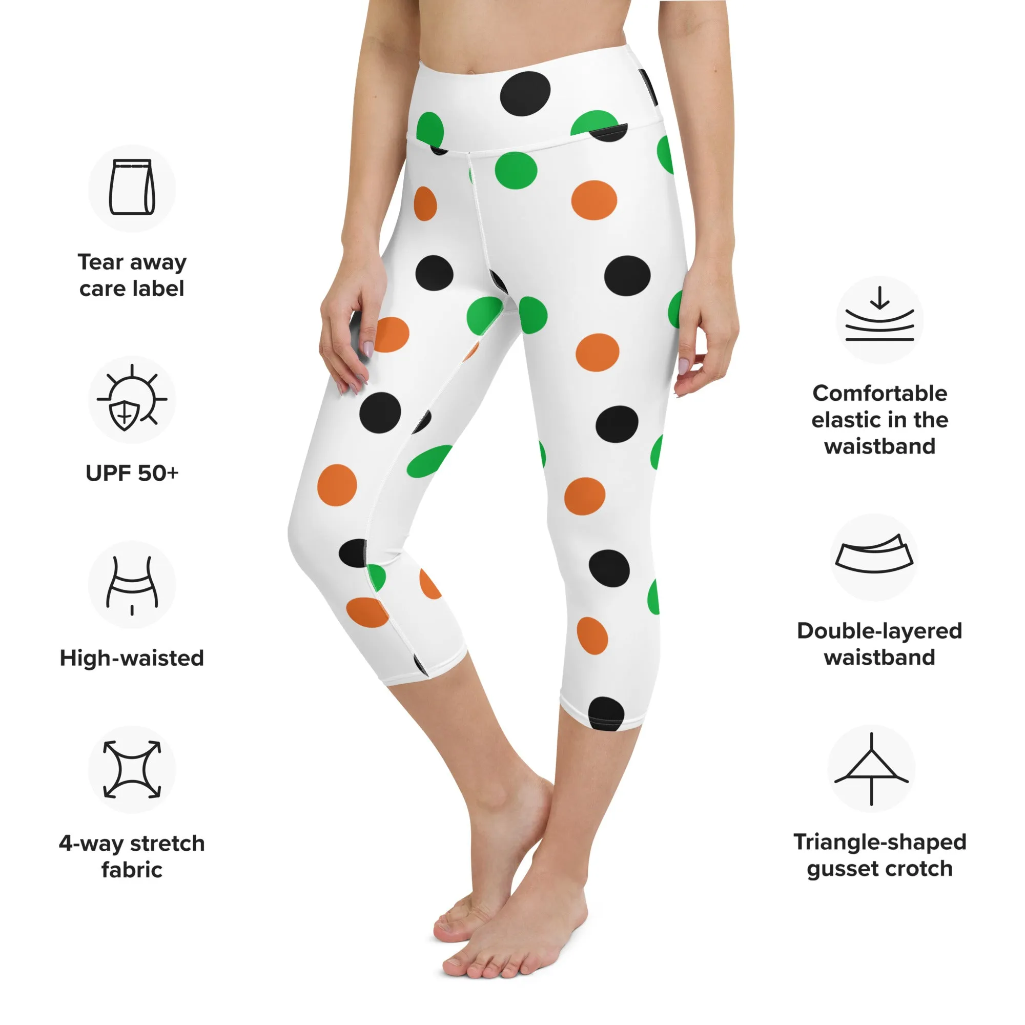 Capri Leggings Polka Dots Yoga Capri Leggings, lioness-love