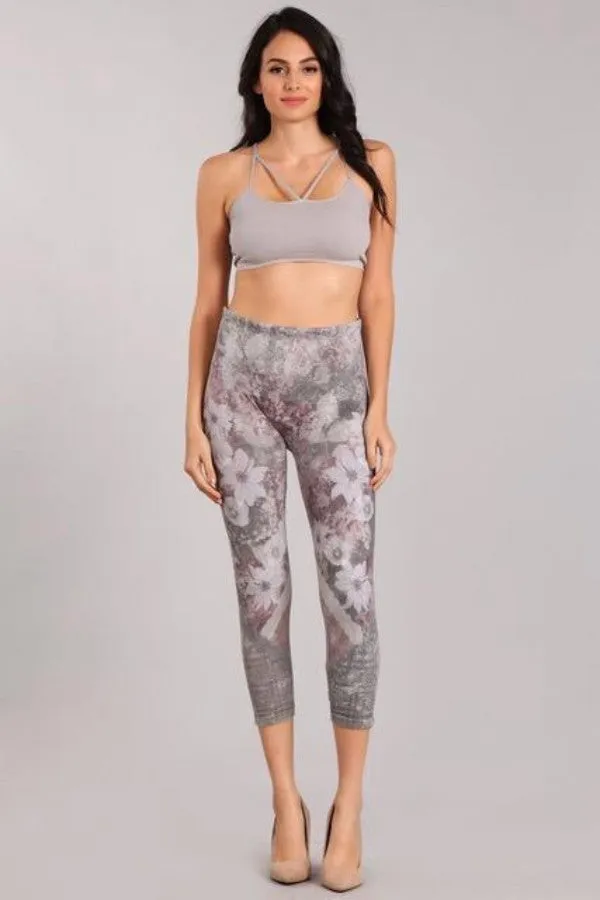 Capri/Short Rustic Floral Leggings