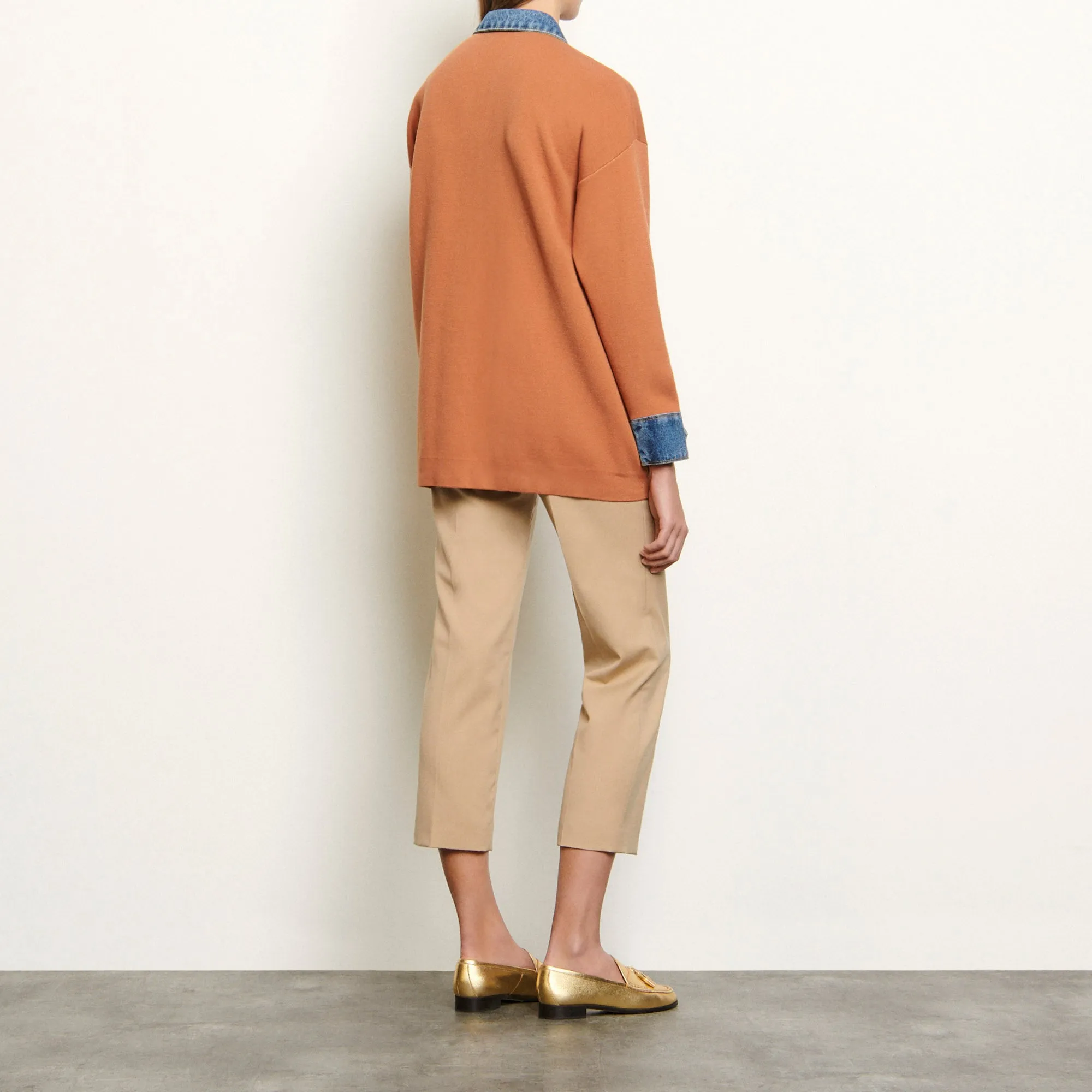 Cardigan oversize à empiècements jean