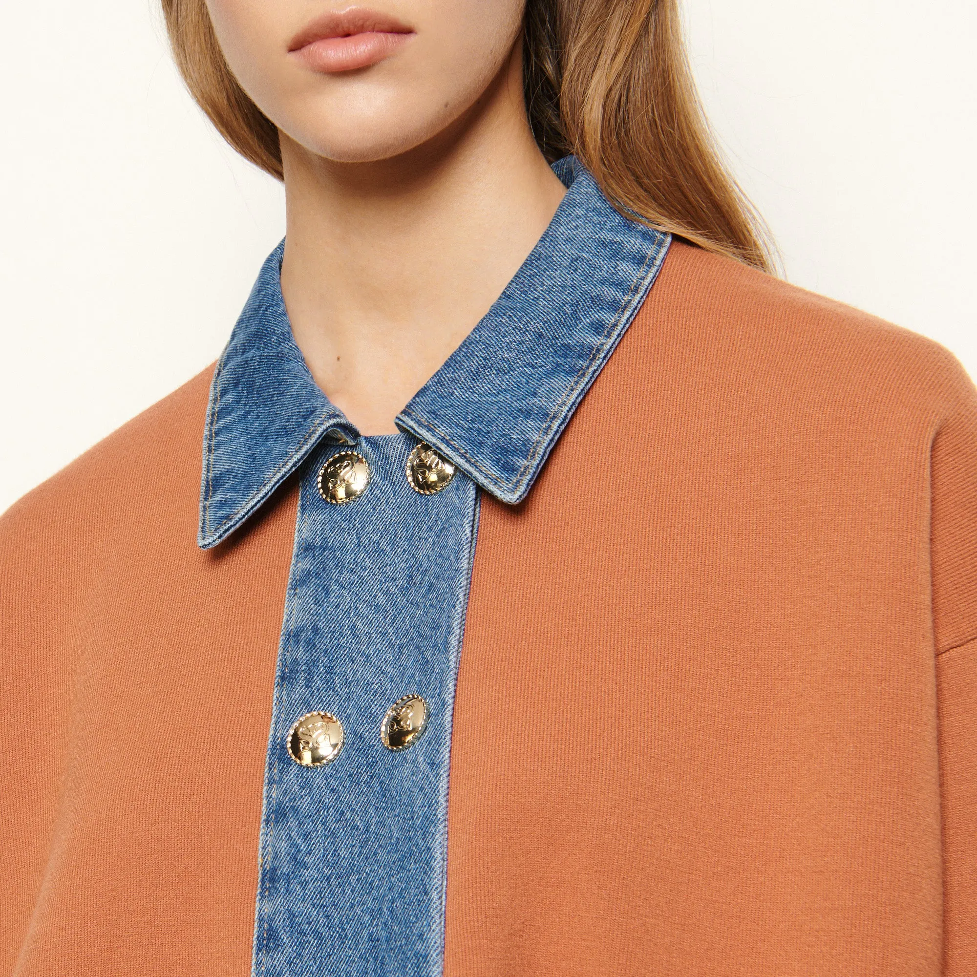 Cardigan oversize à empiècements jean