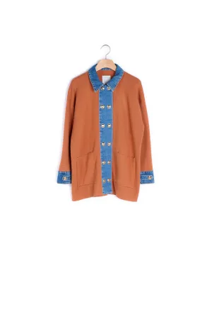 Cardigan oversize à empiècements jean