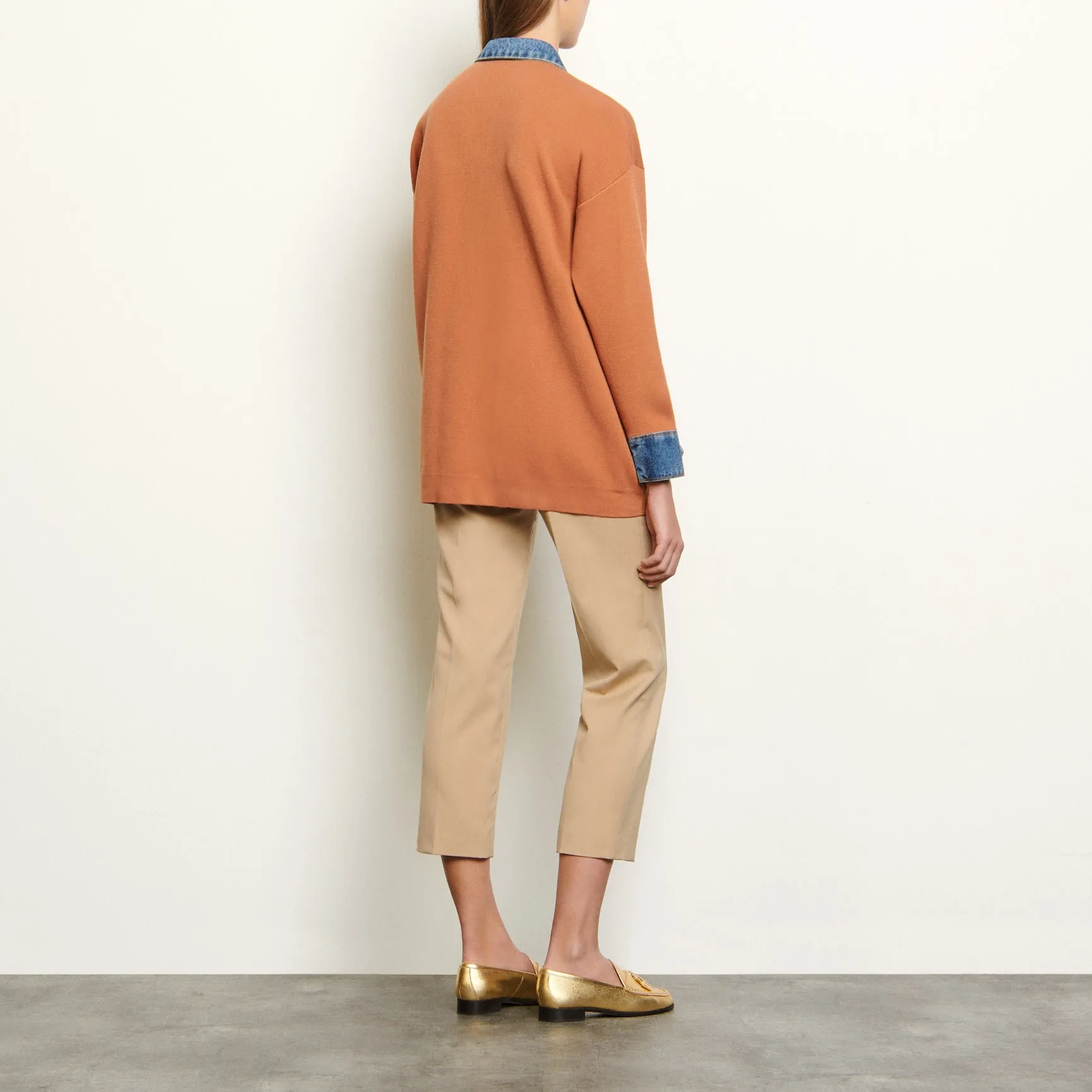 Cardigan oversize à empiècements jean