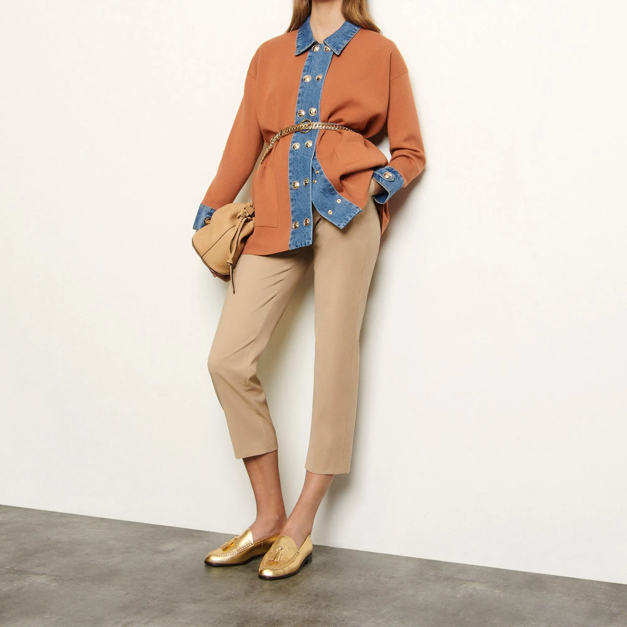 Cardigan oversize à empiècements jean