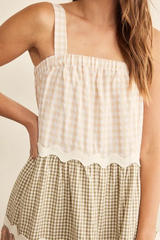 Check Mix Tiered Summer Maxi Dress