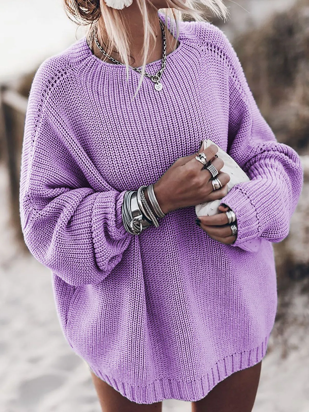 Chicmy-European and American casual women's clothing Women's Kinnted Plus Size Sweater