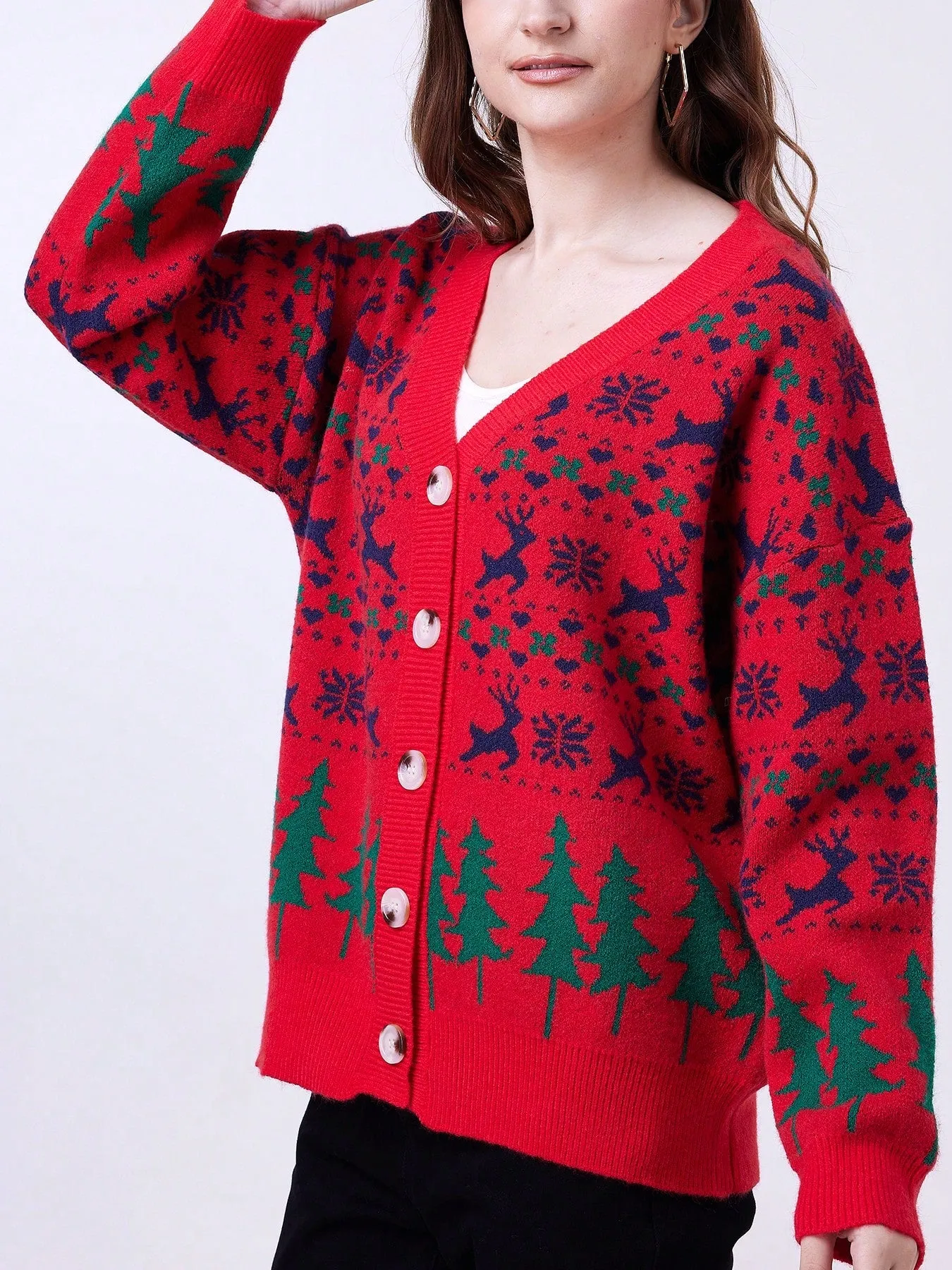 Christmas sweater patterns|Christmas Patterned Sweater Cardigan