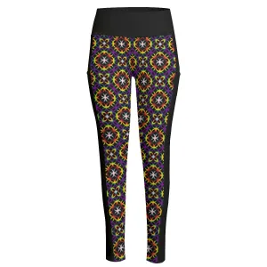 Circle Trellis Patterned High Waist Leggings With Side Pockets | Choose Your Colourway