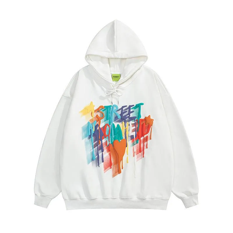 Couple Loose Long Sleeved Hooded Sweatshirt