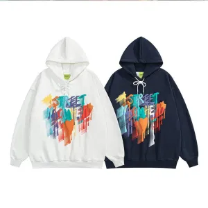 Couple Loose Long Sleeved Hooded Sweatshirt