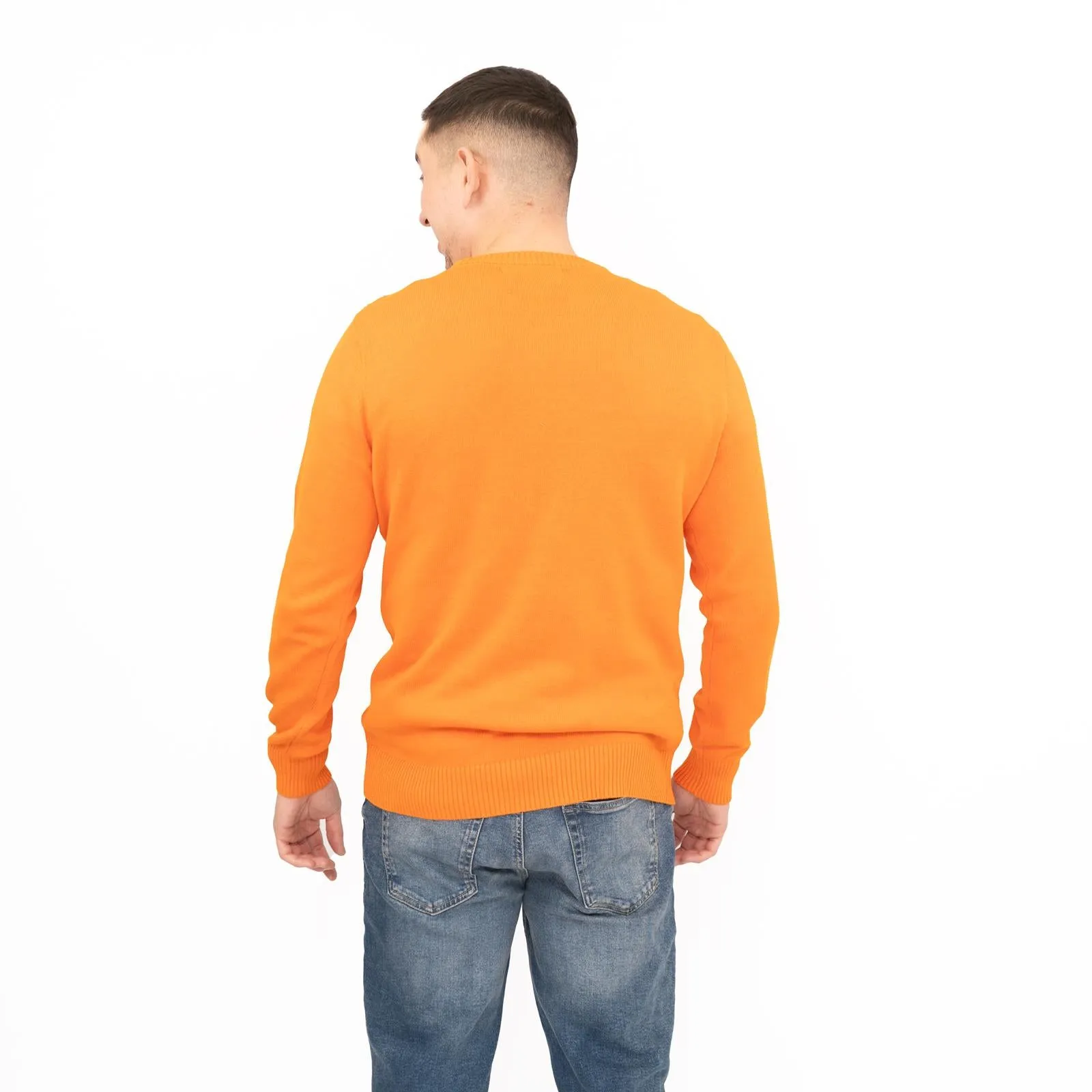 Crew Clothing Mens Rib Knitted Jumper Long Sleeve Orange