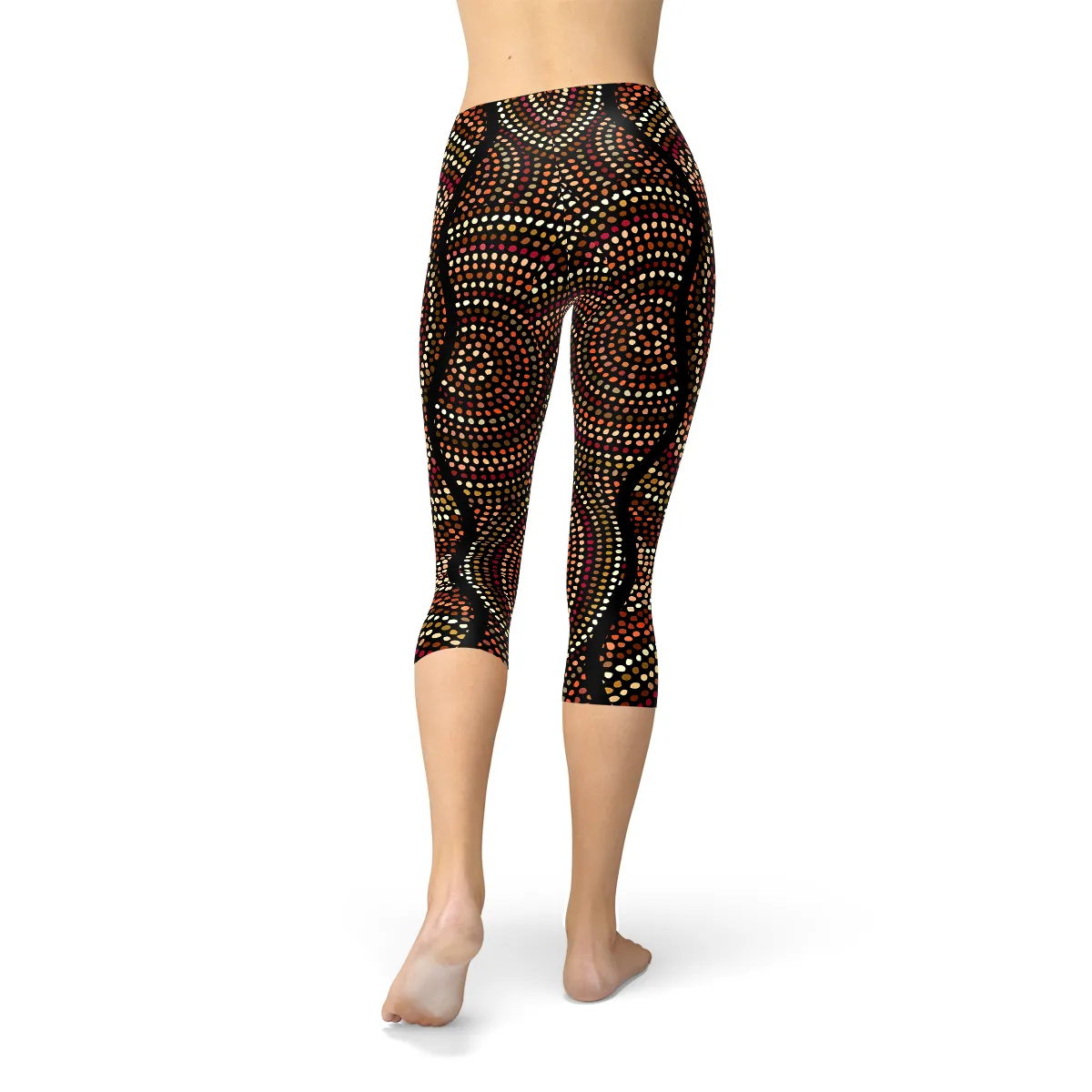 Cultural Fusion Women's Capri Leggings with Artistic Polka Dot Pattern (V2)