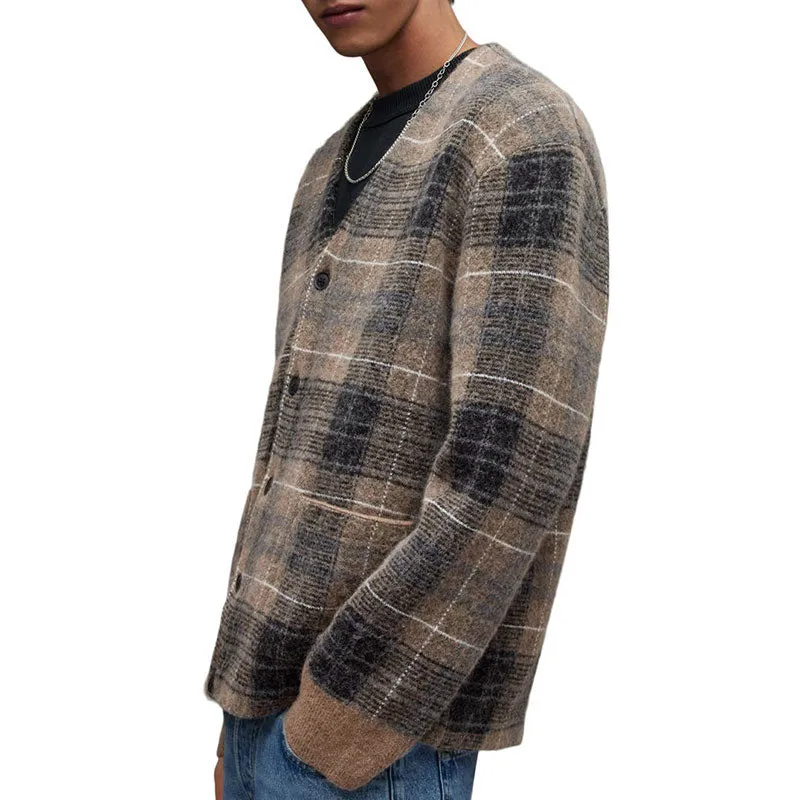 Custom Wholesale Mohair Blend Men's V-Neck Cardigan Sweater | OEM/ODM Knit Sweater Manufacturer