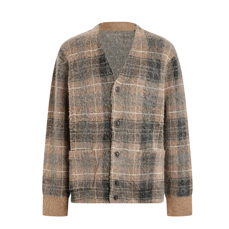 Custom Wholesale Mohair Blend Men's V-Neck Cardigan Sweater | OEM/ODM Knit Sweater Manufacturer