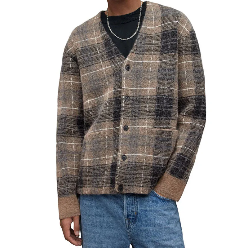Custom Wholesale Mohair Blend Men's V-Neck Cardigan Sweater | OEM/ODM Knit Sweater Manufacturer