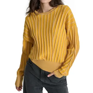 Custom Women's Cotton Blend Knit Pullover Sweater - OEM/ODM Striped Design Crew Neck Sweater