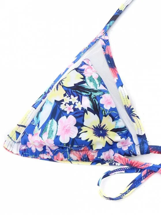 Cute Mesh Insert Tiny Floral Bralette Bikini