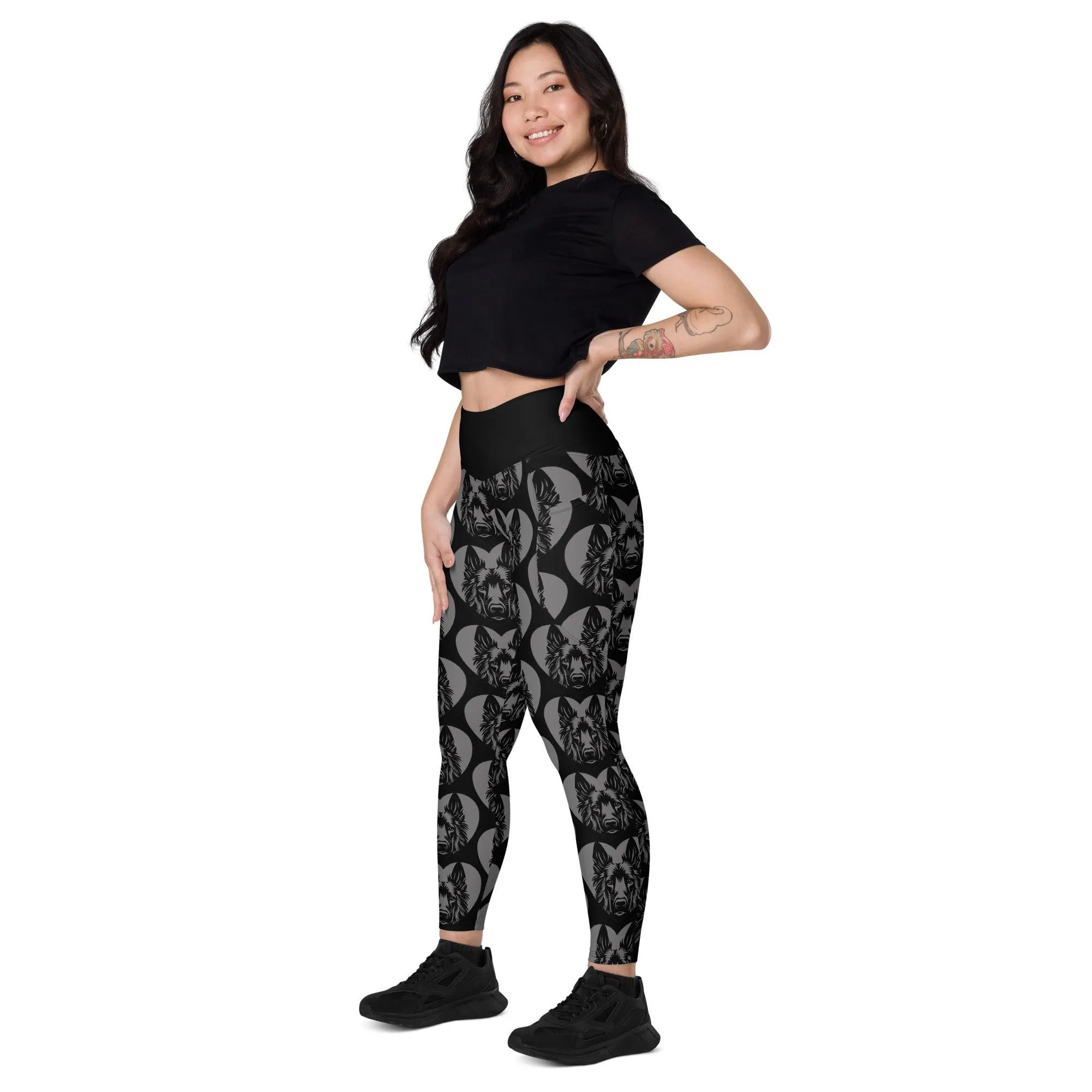 DOG BREED LEGGINGS with pockets - BELGIAN GROENENDAEL - HERTTAHOUND - grey