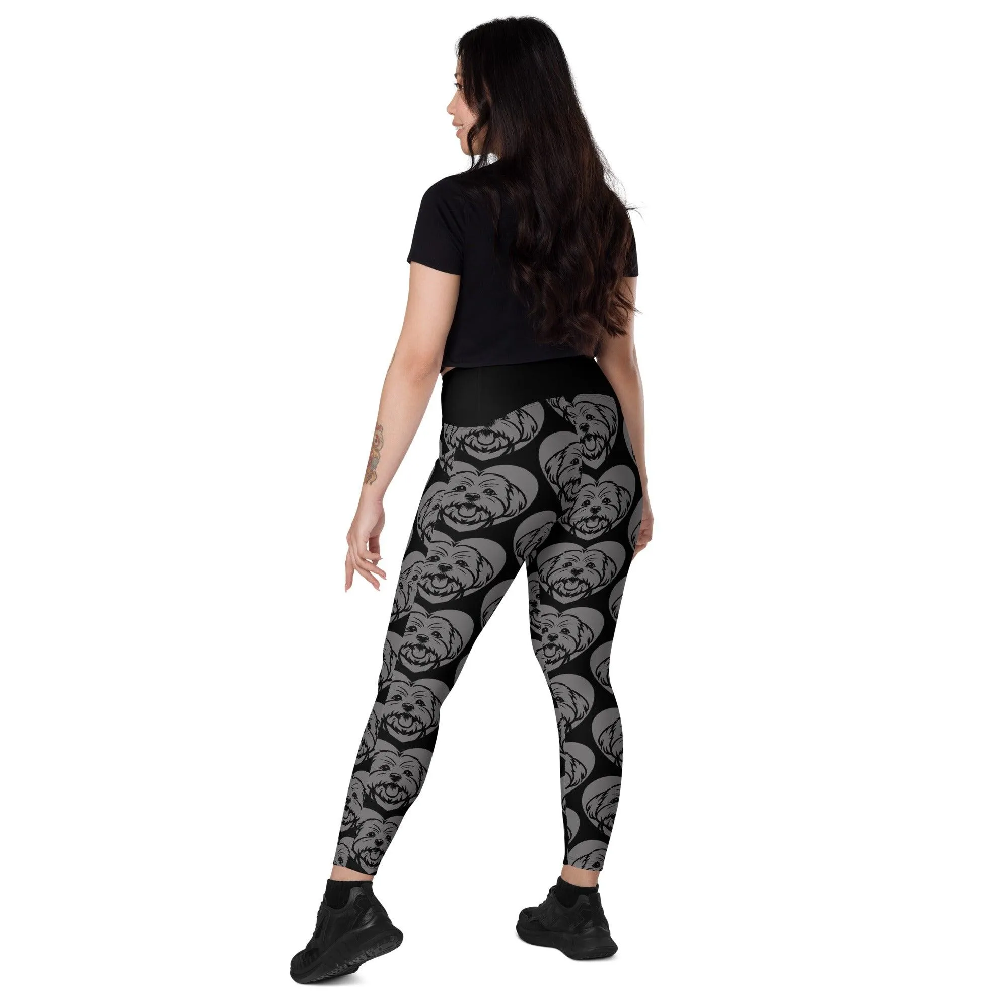 DOG BREED LEGGINGS with pockets - MALTESE - HERTTAHOUND - grey