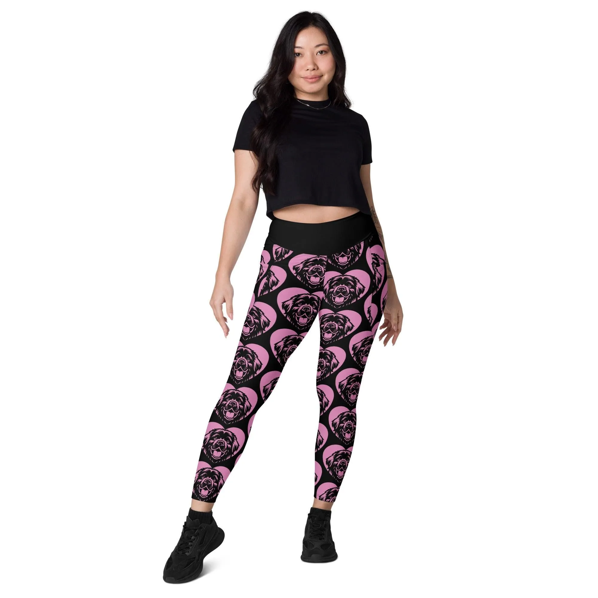 DOG BREED LEGGINGS with pockets - NEWFOUNDLAND - HERTTAHOUND - pink