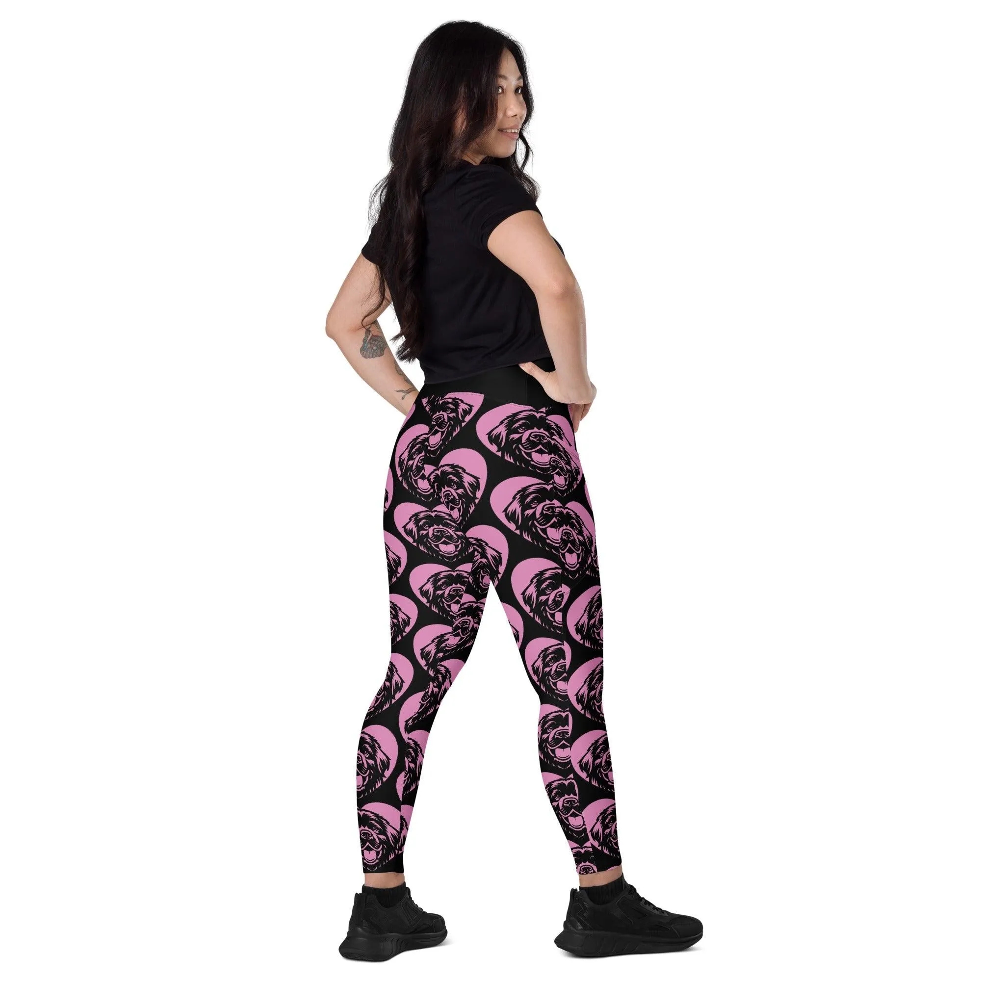 DOG BREED LEGGINGS with pockets - NEWFOUNDLAND - HERTTAHOUND - pink