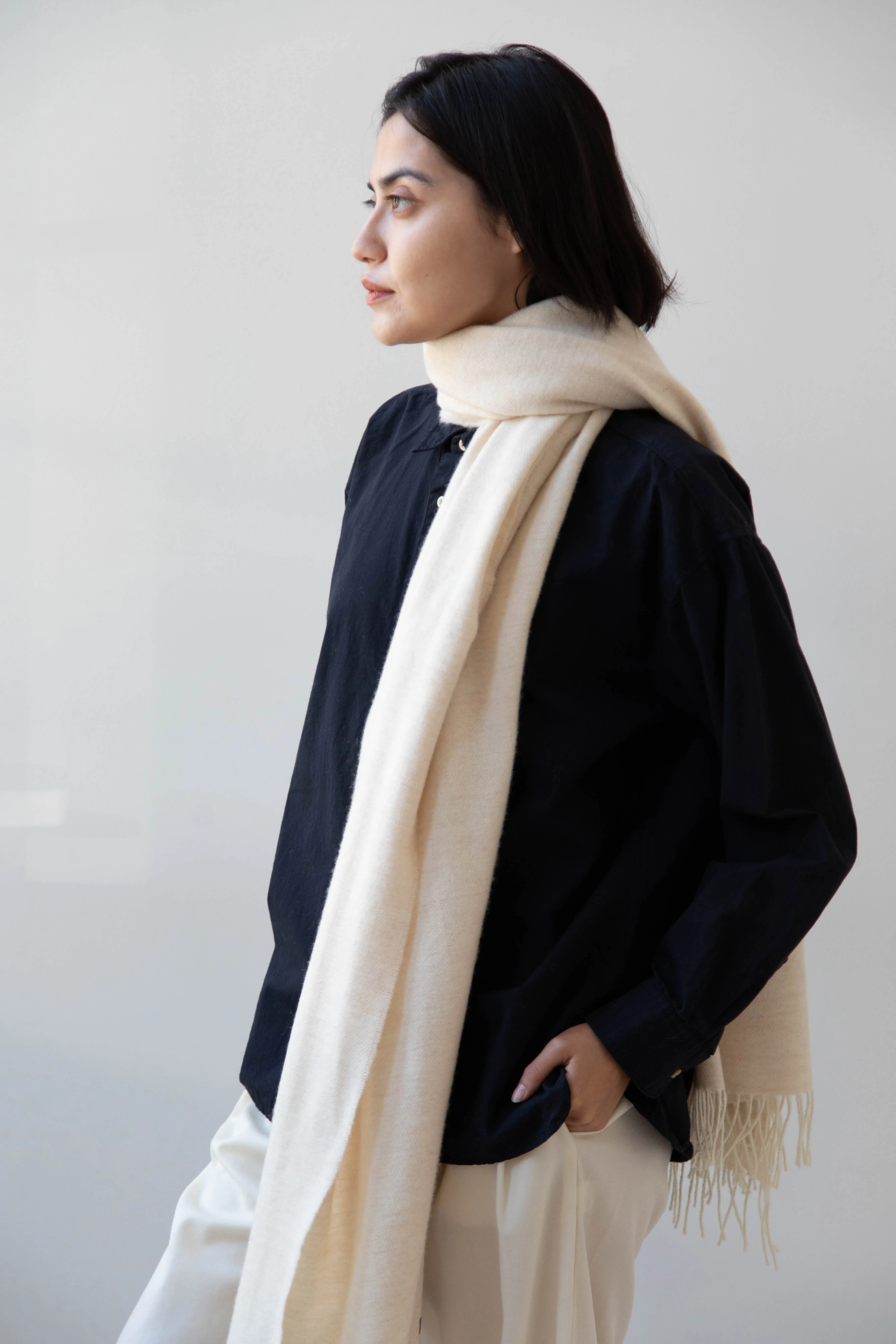 Donegal Mills | Herringbone Scarf in Ecru