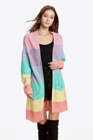 Drop Shoulder Color Block Cardigan