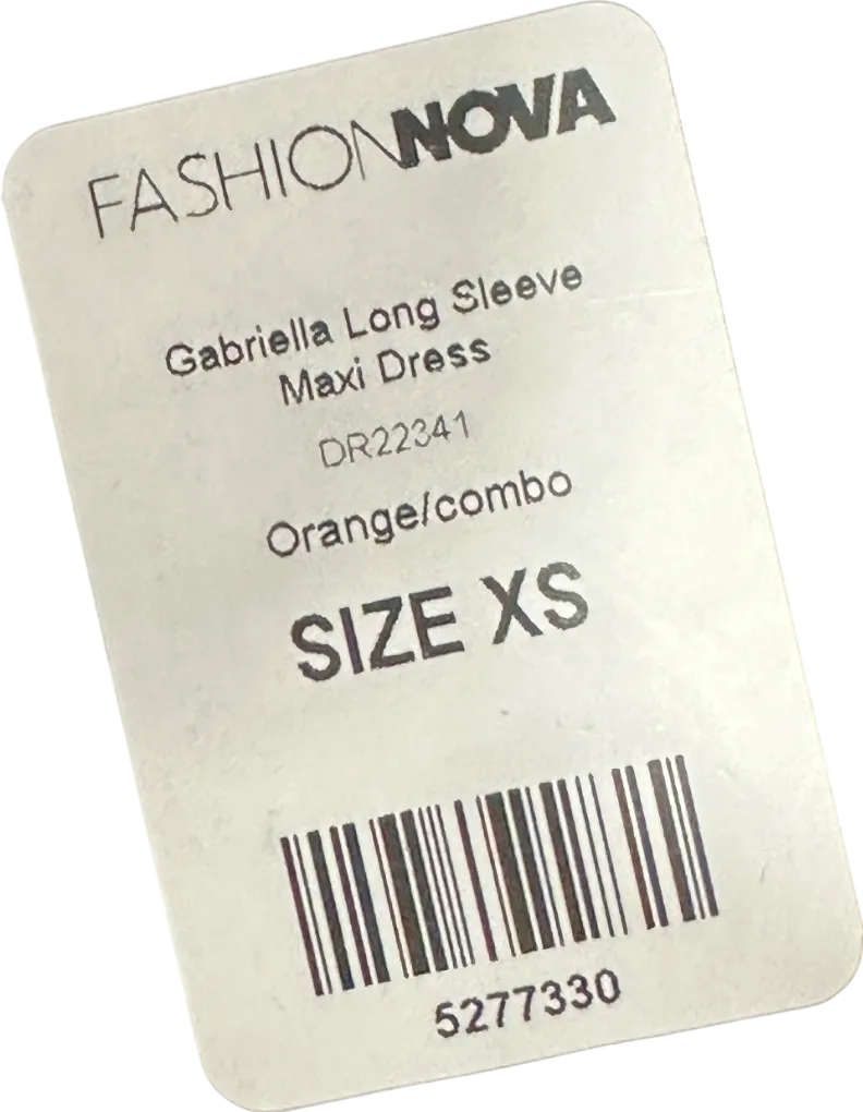 Fashion Nova Orange Gabriella Long Sleeve Maxi Dress XS