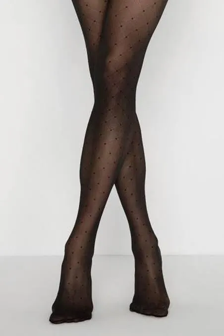 Fashion Tights, Black, Diamond Check 30DEN