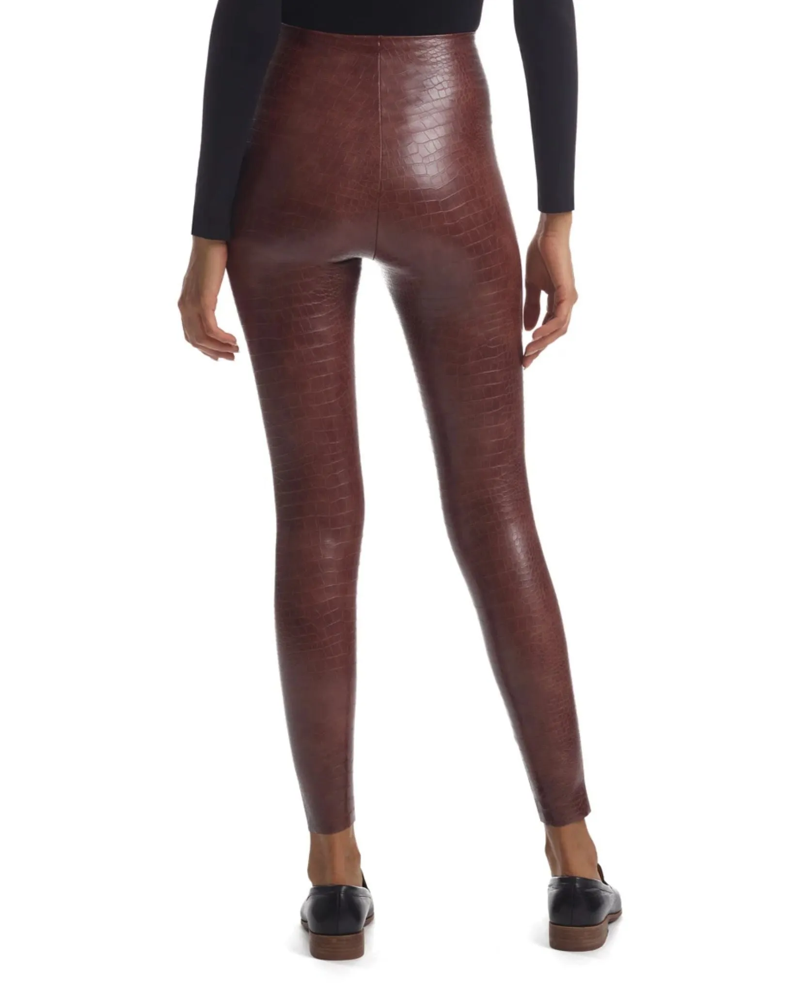 Faux Leather Animal Legging | Brown Croc