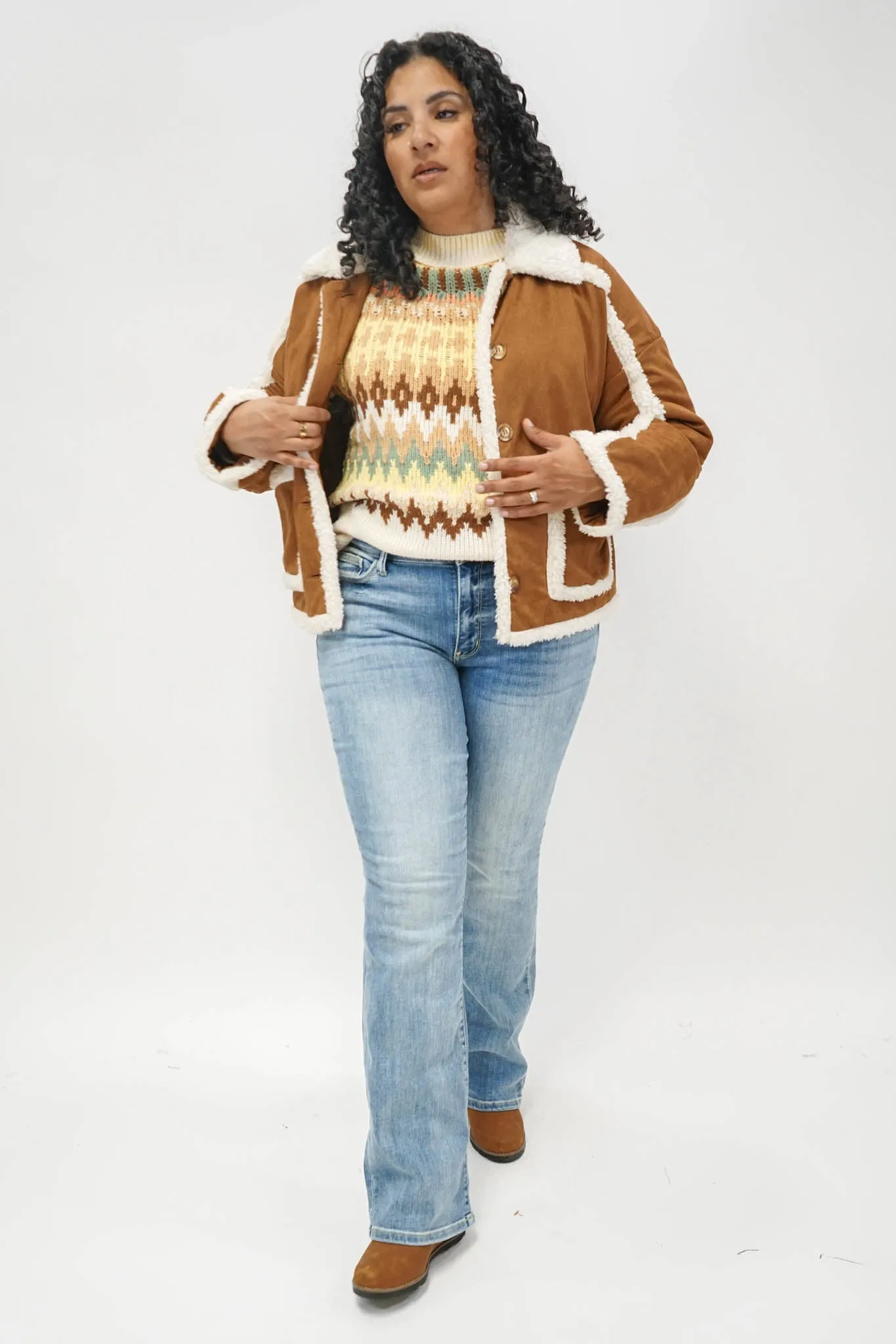 Finley Fair Isle Sweater in Ivory Mix