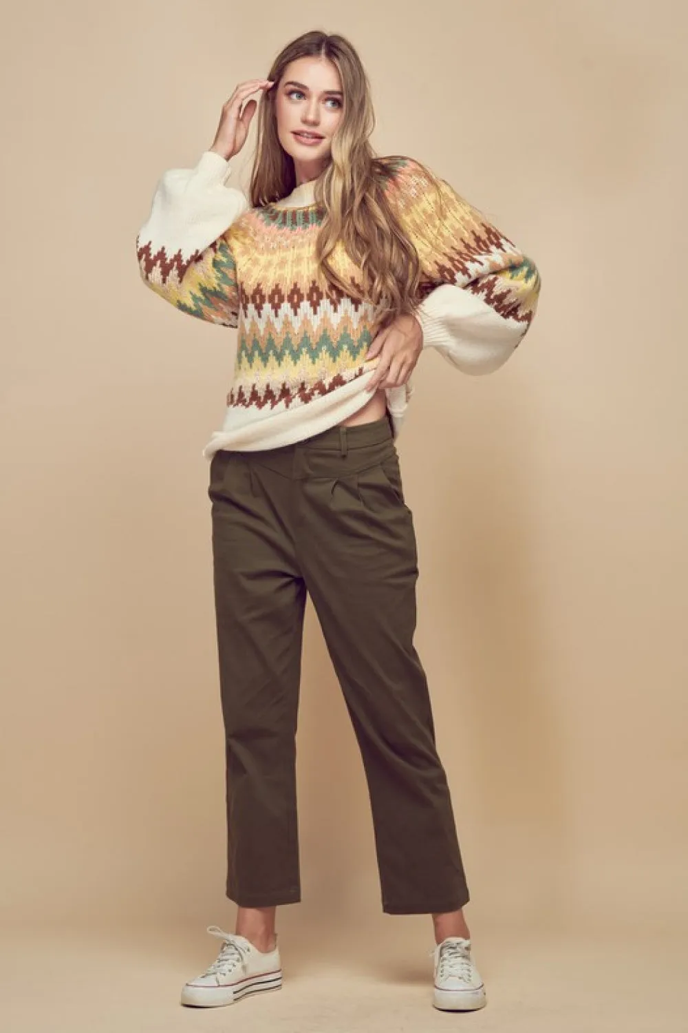 Finley Fair Isle Sweater in Ivory Mix