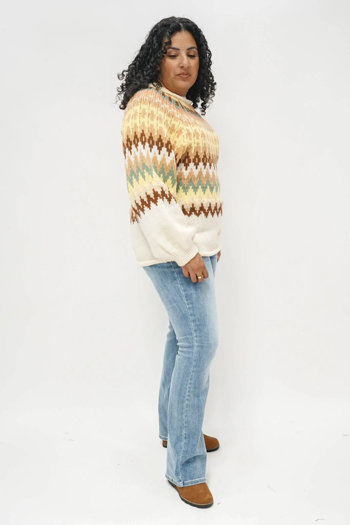 Finley Fair Isle Sweater in Ivory Mix