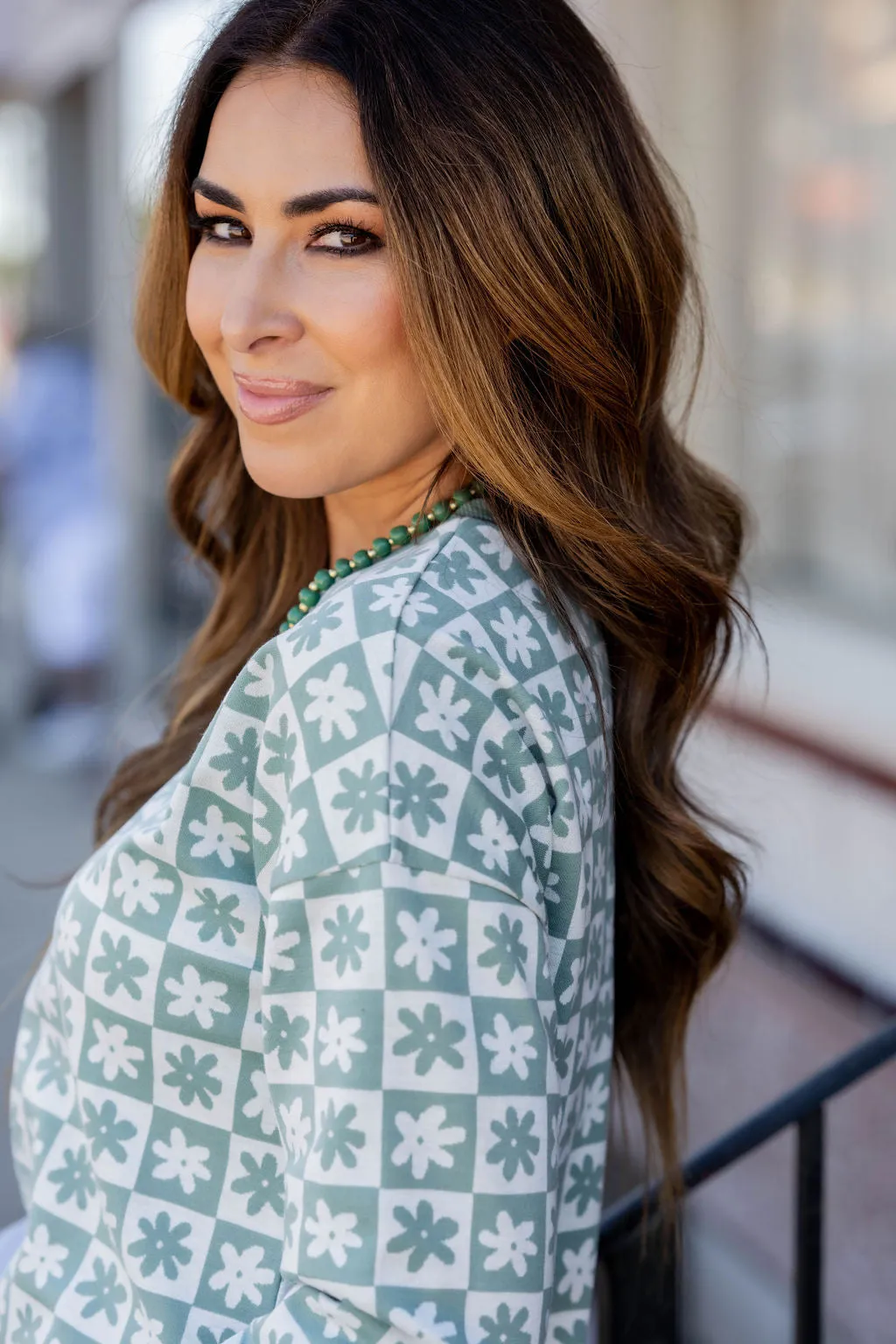 Floral Checkered Sweatshirt