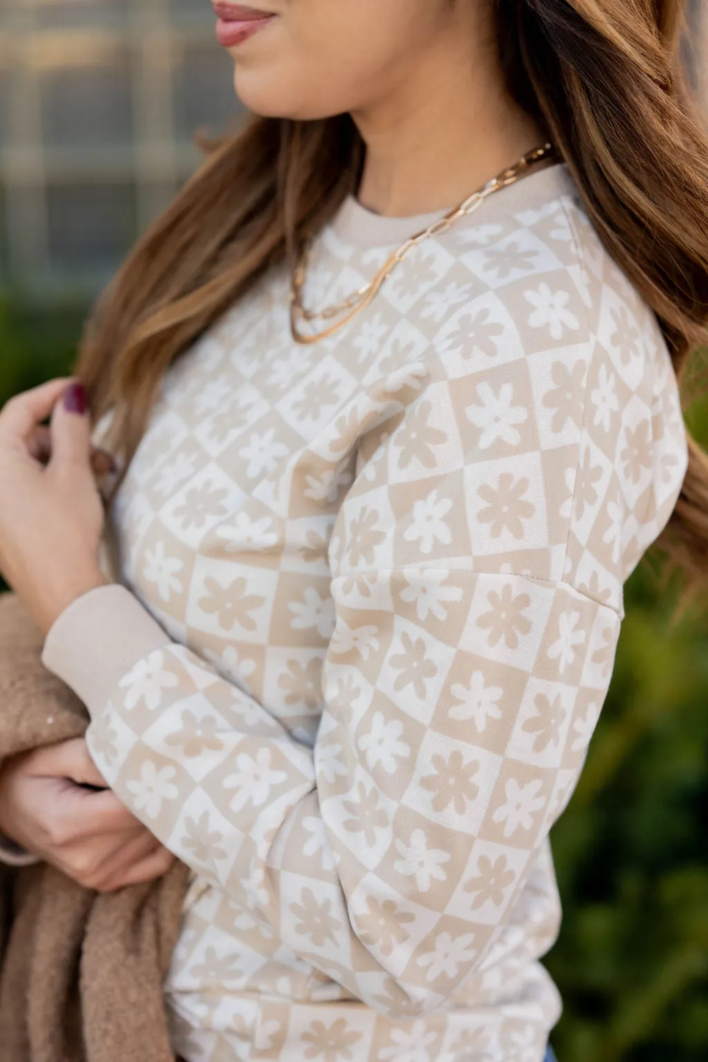 Floral Checkered Sweatshirt