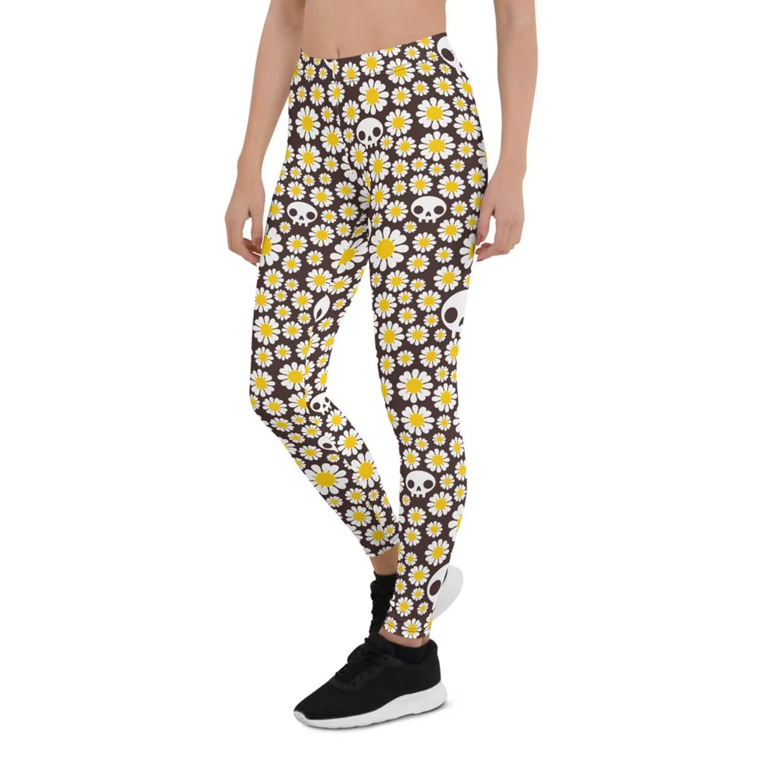 Floral Skull Print Activewear Leggings for Women