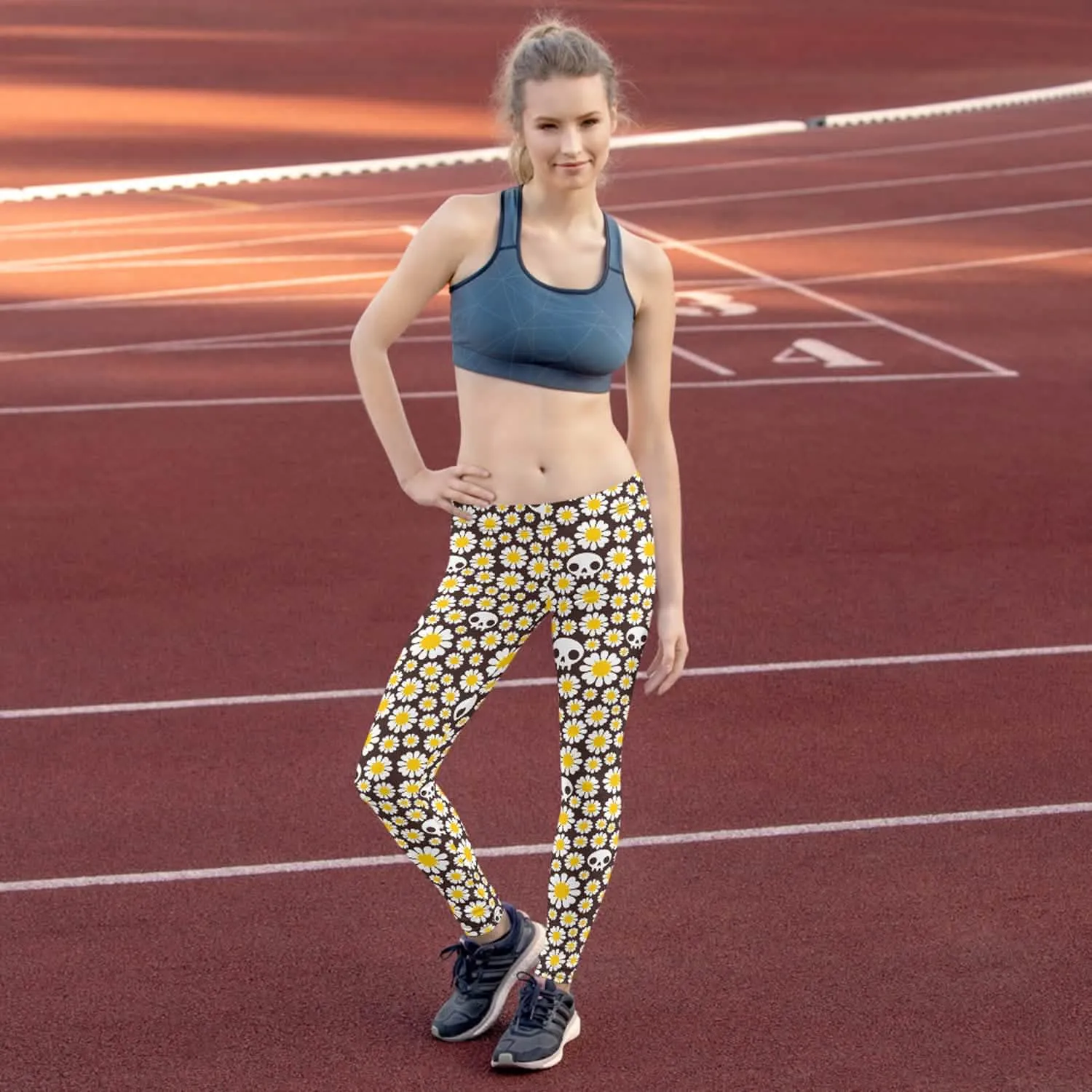Floral Skull Print Activewear Leggings for Women