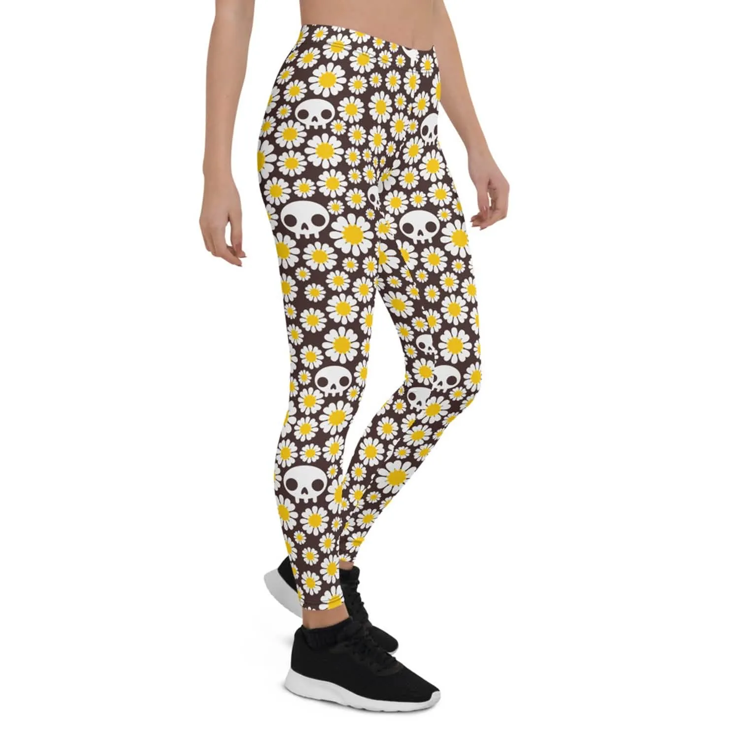 Floral Skull Print Activewear Leggings for Women