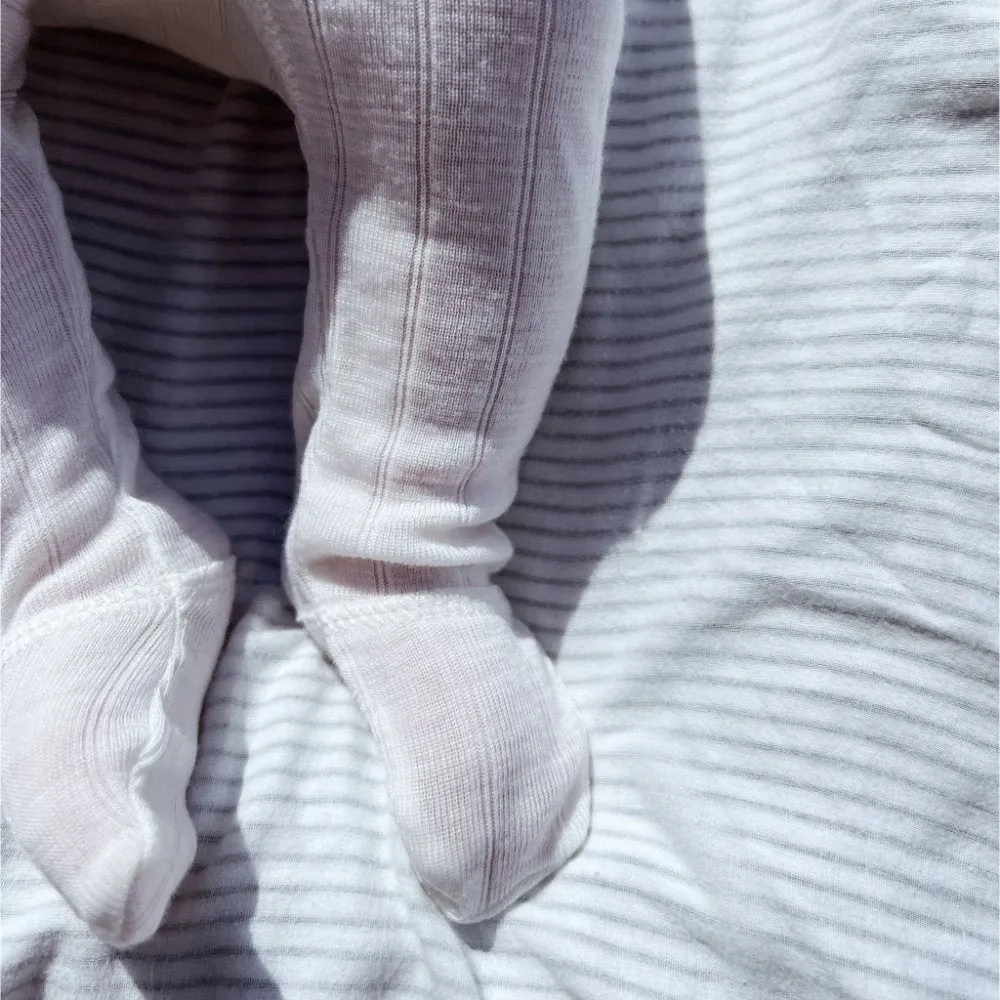 Footed Baby Pants - Wool & Silk - Natural
