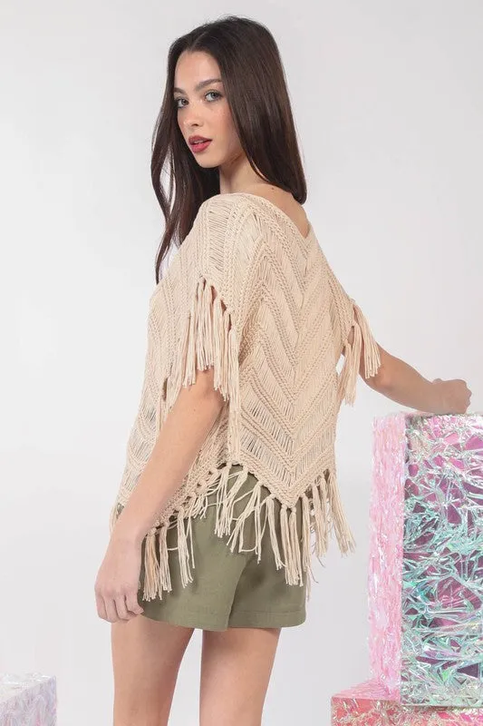 Fringe Crochet Tunic Top
