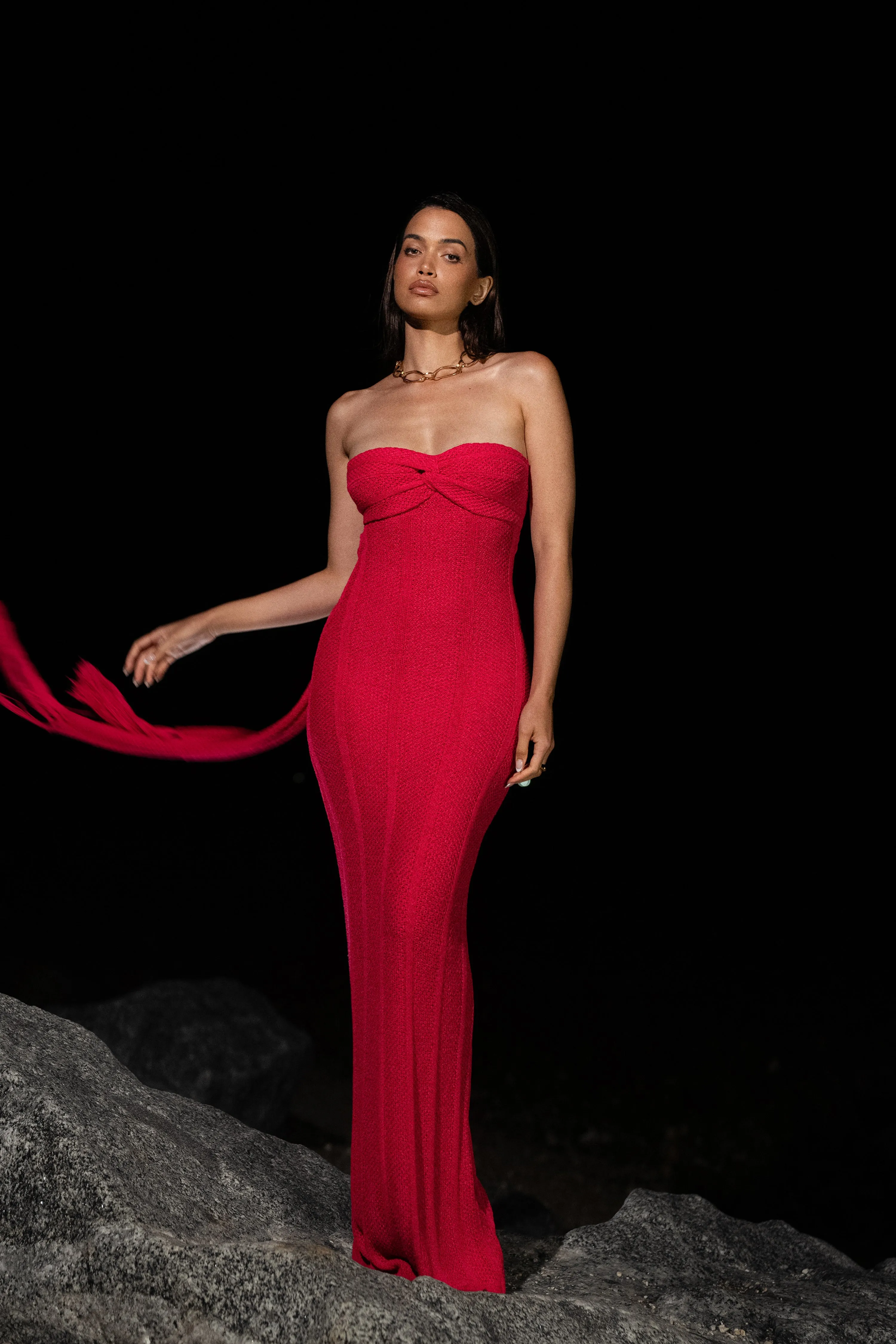 Fuchsia Blanca Strapless Maxi Dress