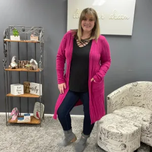 Fuchsia Duster Cardigan