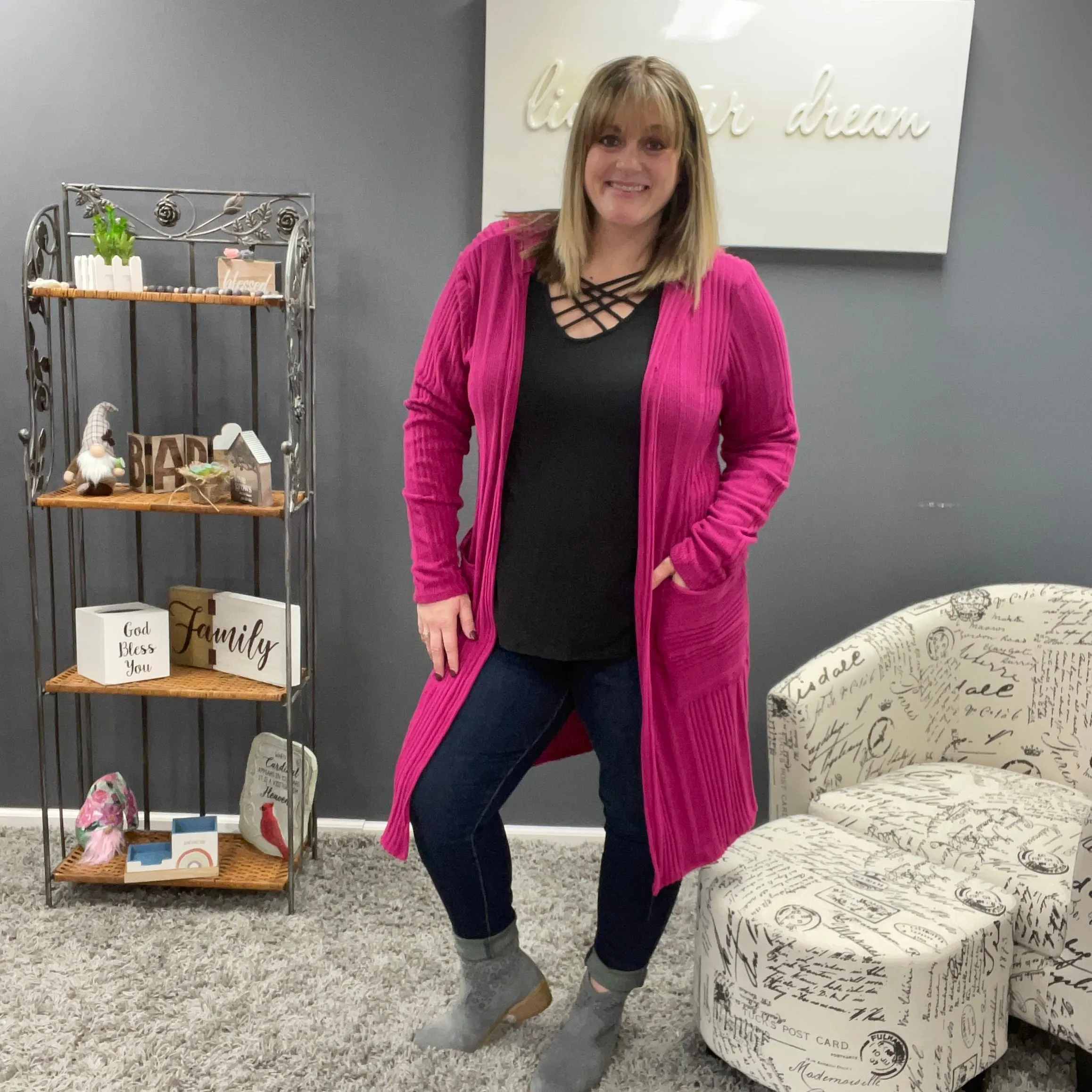 Fuchsia Duster Cardigan