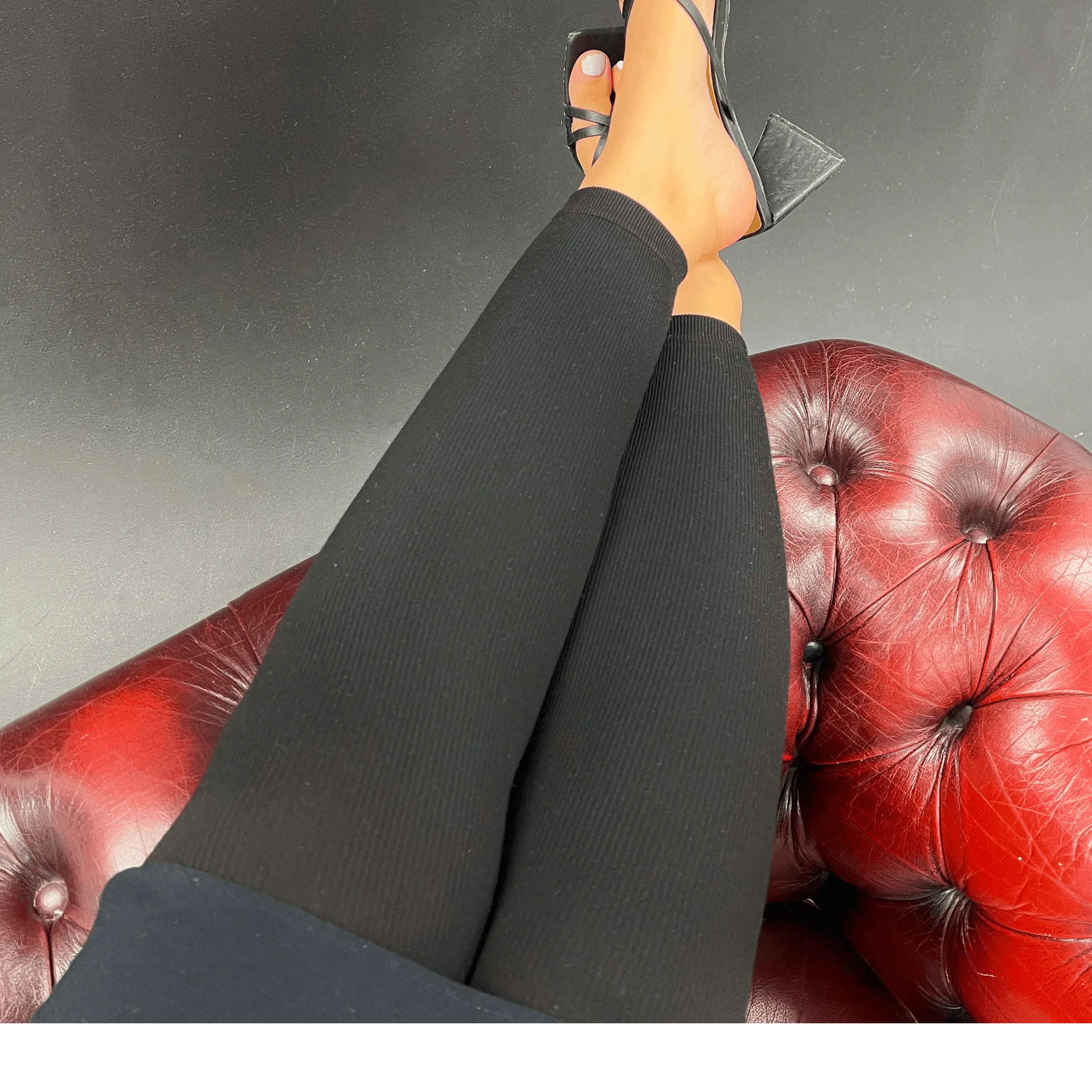 Fußlose Rippstrumpfhosen Cashmere - Schwarz