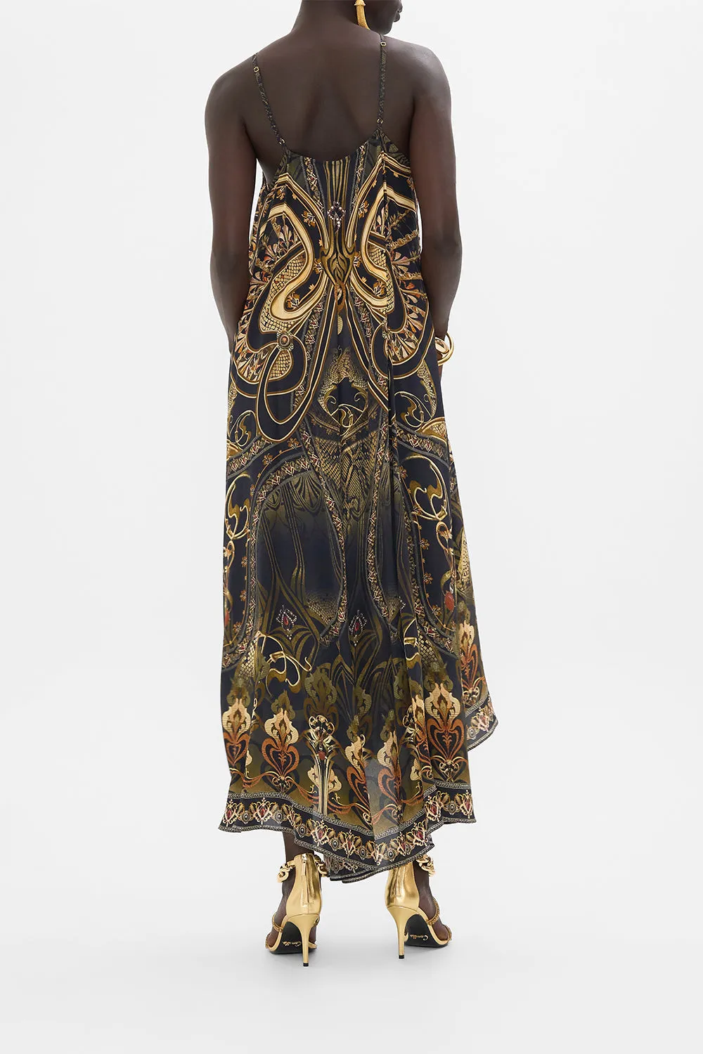 GATHER NECK HARDWARE MAXI DRESS NOUVEAU NOIR
