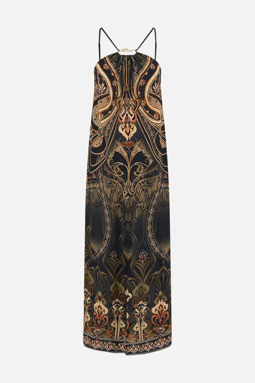 GATHER NECK HARDWARE MAXI DRESS NOUVEAU NOIR
